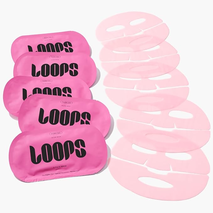 LOOPS DOUBLE TAKE - Glow Korean Hydrogel Face Masks - Calms and Soothes Skin - Refine Pores and Smooth for a Flawless Face - Hydrating Skin Mask Face Mask Leaves You Refreshed and Loumonus 5pc