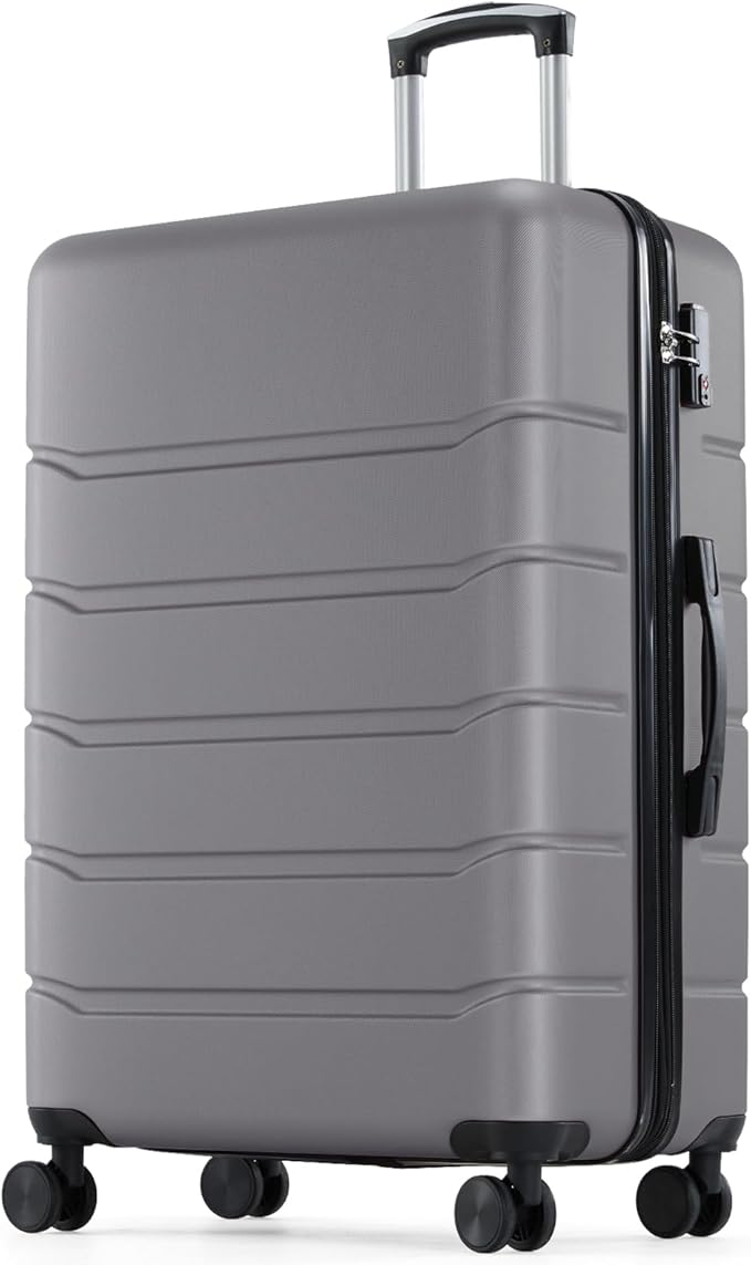 Sweetcrispy 28 Inch Carry on Luggage, Hard Shell ABS Suitcase with Double Spinner Wheels, Lightweight Expandable Rolling Suit Case with TSA Lock, Dark Grey