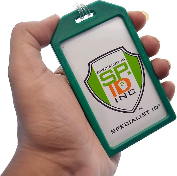 Bulk 50 Pack - Premium Rigid Airline Luggage Tag Holders with 6" Worm Loops - Heavy Duty Hard Plastic -Suitcase ID Tag Identifiers with Business Card Insert Window by Specialist ID (Green)