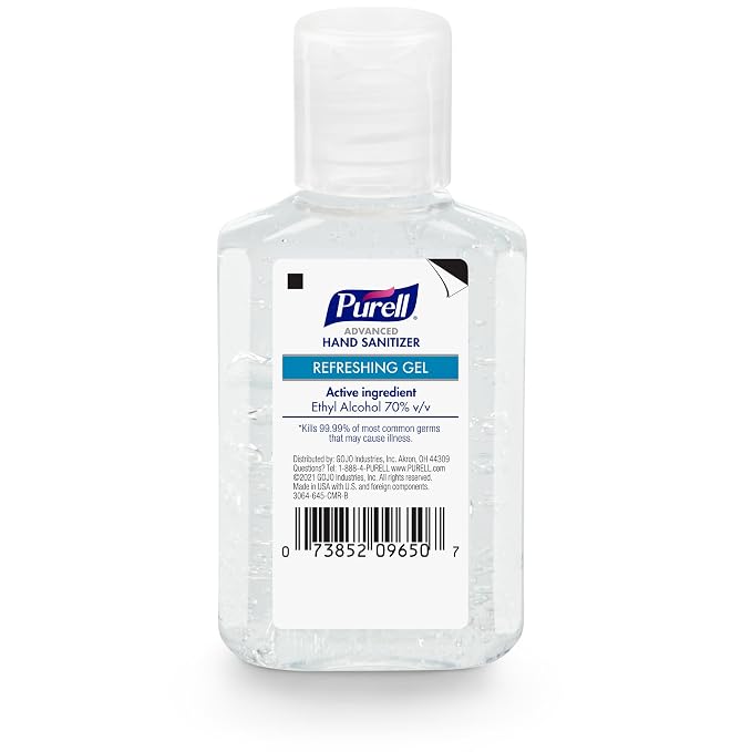 Purell Advanced Hand Sanitizer Refreshing Gel, Clean Scent, 2 fl oz Travel Size Flip Cap Bottle (Pack of 6) – 3155-04-EC