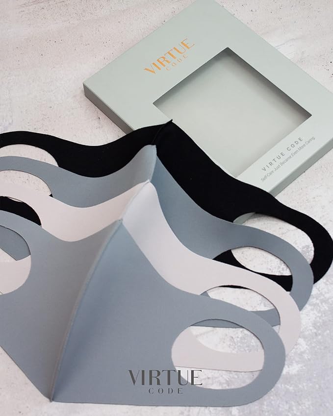 Virtue Code Second Skin Cloth Face Mask Pack. 4 Buttery Soft Masks Washable Fabric