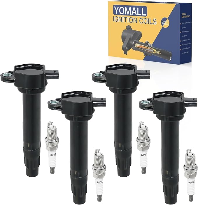 4PCS UF557 Ignition Coils + 4PCS ZFR5FGP Iridium Spark Plugs Ignition Coils Pack Fits for 2011-2014 200, 2009-2019 Journey, 2007-2017 Patriot, Coil Pack Set Replace OE 4606824AB 4606824AC