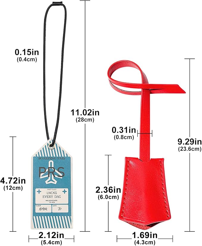 Microfibre Leather Tag for Luggage Bag or Suitcase, Decorative Hang Tag for Speedy 25 30 35 Handbag(Boarding Pass-Red Tag)