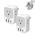 TESSAN 2 Pack Type E F Plug Adapter, Germany France Power Travel Adaptor with 3 USB Charger(1 USB C PD 20W), 4 Outlets Schuko Plug for US to Europe Spain Iceland Korea Greece Russia German French
