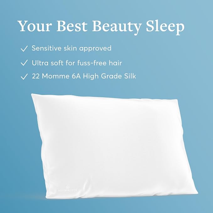 Mulberry Silk Pillowcase for Hair and Skin, 22 Momme 100% Silk Pillowcase Standard Queen Size, Smooth Cooling Pillowcase for Frizz Hair and Sleep Creases