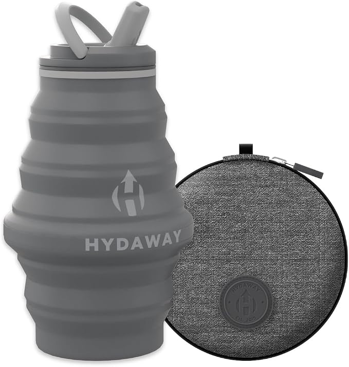 HYDAWAY Hydration Travel Pack - 17oz Collapsible Water Bottle with Flip-Top Lid and Protective Travel Case - BPA-Free, Leak-Resistant, and TSA-Friendly for Commuting, Hiking, and Traveling