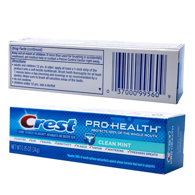 Crest Pro-Health, Clean Mint Toothpaste, 0.85 oz (24g) - Pack of 10