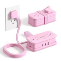 Travel Power Strip, SMALLRT 2 Pcs Extension Cord with Multiple Outlets, 3.3FT Wrapped Extension Flat Plug Power Strip with 4 AC Outlets for Travel, Hotel, Cruise Approved, No Surge Protection, Pink