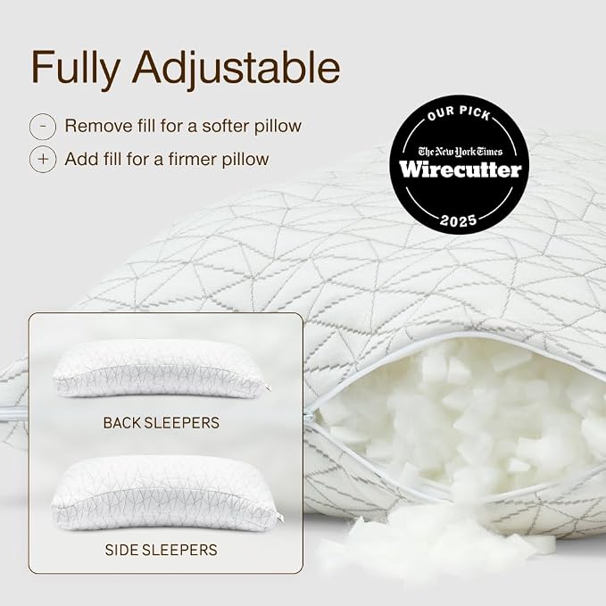 Coop Home Goods Original Crescent Adjustable Pillow, Queen Bed Pillows for Shoulder, Neck & Head Support, Crescent Foam Pillows - Medium Firm for Back & Side Sleeper, CertiPUR-US/GREENGUARD Gold