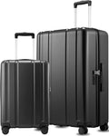 LUGGEX 2-Piece Luggage Set (20+28 Inch), 100% PC Hard Shell Suitcases with 360° Spinner Wheels & TSA Locks, Airline Approved Carry-On & Checked Baggage (Black, 2 Piece Sets)