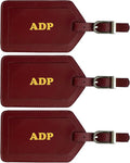 Personalized Monogrammed Leather Luggage Tags - 3 Pack