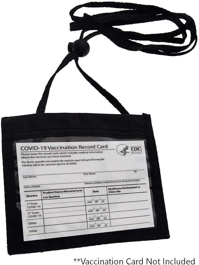 5 Pack - Nylon Neck Wallet Badge Holder with Lanyard - 4 X 3 Credential & Travel Badge Holder with 3 Pockets - Clear Plastic 4X3 Horizontal Window, Zipper Pouch + by Specialist ID