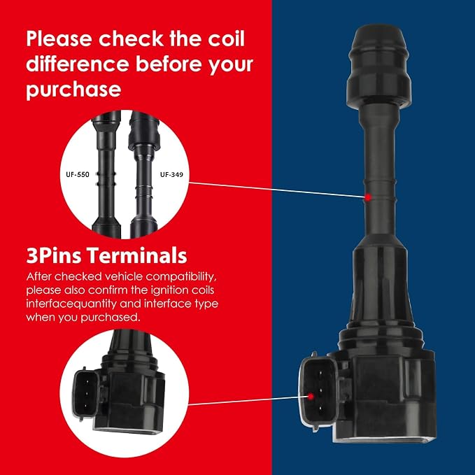 Ignition Coils Pack for Nissan Altima Frontier Maxima Murano NV1500 Pathfinder Quest Xterra/for Infiniti I35 QX4 V6 3.5L 4.0L UF349 C1406 5C1793 E379-Set of 6