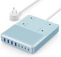 200W USB C Charging Station Power Strip with Cord and Plug,USB C Charger Block,4 AC Outlets,8 USB Ports for MacBook,iPhone 17/16/15,Fast Charging Desktop Charger for Office,Home (Sky Blue)