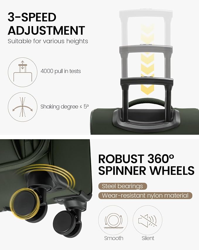 LOVEVOOK Carry On Luggage 22x14x9 Airline Approved, 22 Inch Softside Suitcases with Spinner Wheels, Lightweight Carry-on Suitcase with TSA Lock for Women Men, Large Luggage for Travel Business Trip