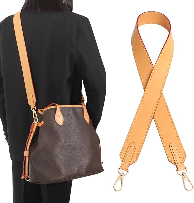 jiesinlov Vachetta Leather Straps Crossbody Replacement Bag Shoulder Strap for Neverful Speedy Graceful Tote Handbag(W1.5in,L45.2in-Beeswax)