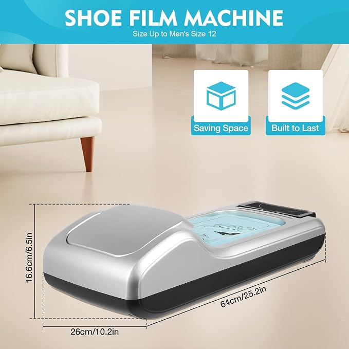 Automatic Shoe Covers Dispenser, Shoe Cover Machine with 200 Pcs Shoe Covers Disposable Boot Cover, Waterproof Disposable Overshoes Dispenser, Fits Size Up to Men's Size 12