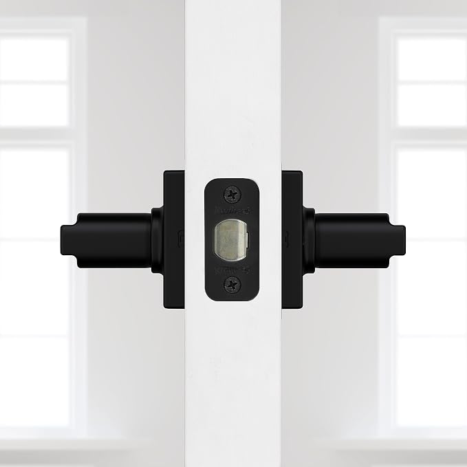 Kwikset Casey Hallway Passage and Bed/Bath Privacy Door Handle 6 Pack, 3 Passage Levers and 3 Privacy Levers, Matte Black Reversible Interior Handles, with Microban