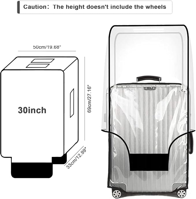 JZRSuitcase 30-inch Luggage Cover Protector Clear PVC Waterproof Suitcase Covers, Travel Luggage sleeves protective Tsa Approved