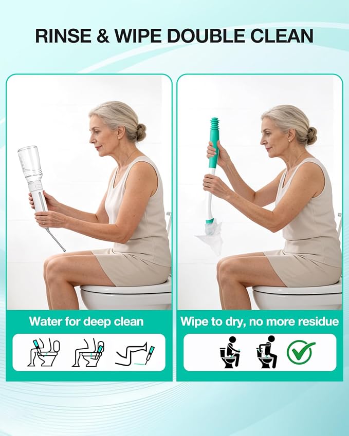 Portable Bidet Toilet Aid Wiper Tool Set for Travel - 400ML Bottle - 3 Pressure Modes - IPX7 Waterproof - Compact Design with Dust Bag for Daily Cleaning & General Use