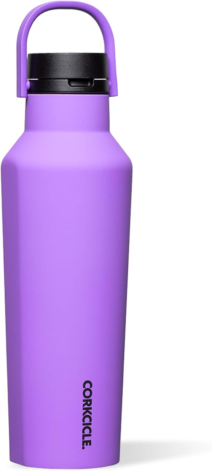 Corkcicle Sport Canteen - Keeps Drinks Cold 25 Hours - Stainless Steel Water Bottle - Triple-Insulated - Spill-Proof - Summer Drinkware Gift - Keeps Drinks Ice Cold - 20 oz - Varsity Purple