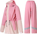 Rain Suit for Women Waterproof Hooded Rain Gear Rain Jacket and Pants 2 Piece Breathable Rain Coat Outdoor