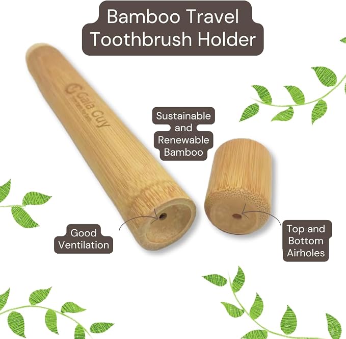 Gaia Guy Natural Bristle Bamboo Toothbrushes and Travel Cases