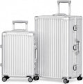 AnyZip Luggage Sets 2 Piece Aluminum Frame Carry On and Checked Suitcase PC ABS Hard Shell TSA Lock No Zipper(Silver, 20/28)