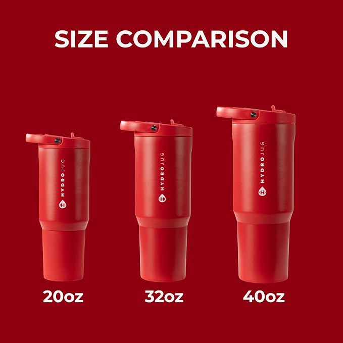HydroJug Sport 40 oz Insulated Stainless Steel Water Bottle, Alumni Red