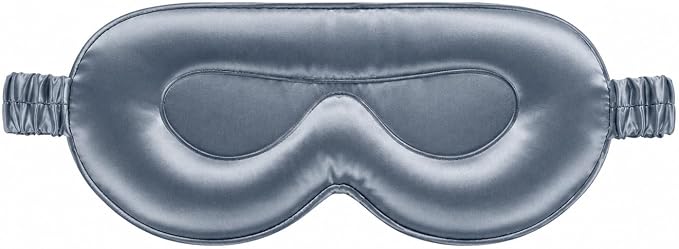 Blissy Silk Sleep Mask Profile - 100% Pure Mulberry Silk 22 Momme 6A Fibers Silk Eye Sleeping Mask for Women & Men for Total Blackout - Blindfold Silk Sleep Mask Side Sleeper Eye Cover (Grey)