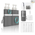 YOTIME 4 in 1 Travel Dispenser Bottle, Vacuum Silicone Suction Cup for Smooth Walls, TSA Approved Leak Proof Travel Size Containers for Hotel, Swimming, Gym, Camping, Gray