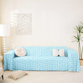 Blue Bow Non Slip Covers Sofa Covers for 3 Cushion Buffalo Plaid Decor Bowknot Dog Pet Couch Protector Kawaii Bow Tie Washable Anti-Slip Couch Cover Geometric Lattice Abstract Grid Sofa Cover,91"x118"