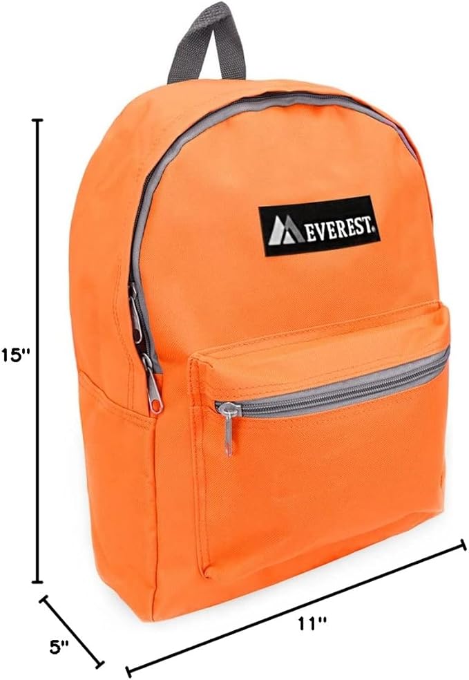 Everest Basic Backpack, Orange, One Size