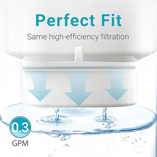 AQUA CREST PF-01A Water Filter Replacement for Waterdrop® Pitcher Filtration System, Fits Waterdrop® PF-01A, Reduces Lead, PFOA/PFOS, Chlorine, Last Up to 3 Months or 200 Gallons, 6 Pack