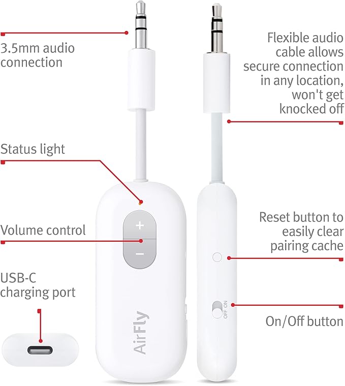 Twelve South AirFly SE & JBL Vibe Beam True Wireless Headphones - White, Small