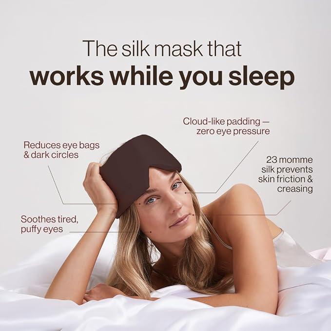 Dore & Rose Deep Sleep Mask for Women and Men - 23 Momme Mulberry Silk Eye Mask for Sleeping and Travel, 100% Blackout, Adjustable Strap, Cooling Soft Black Silk Eyemask Award-Winning Luxury