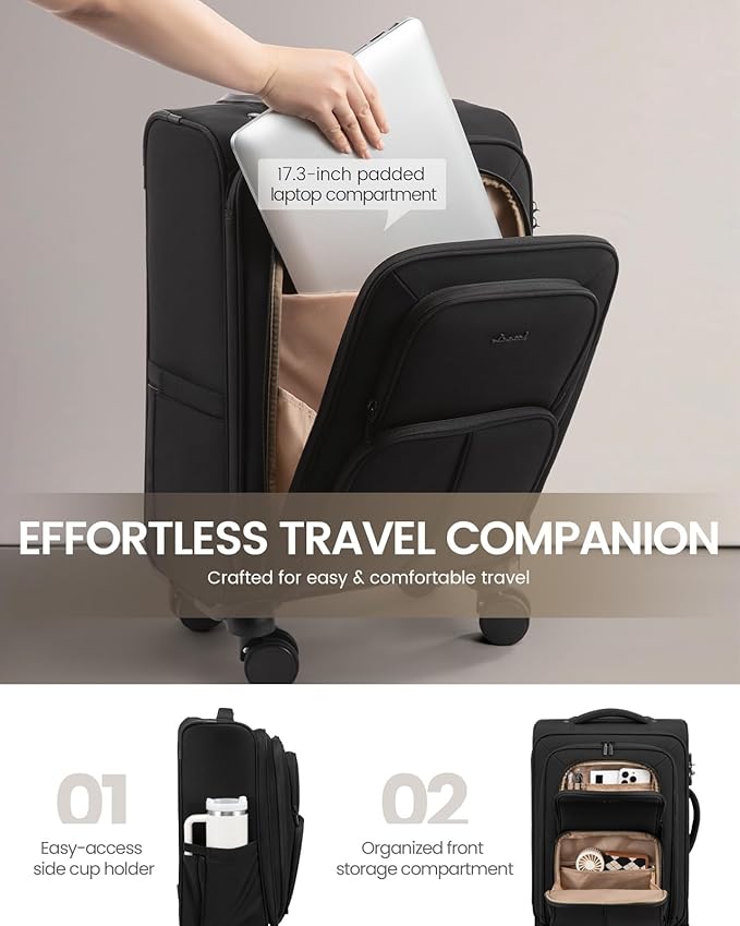 LOVEVOOK Medium Checked Luggage, 24 Inch Softside Suitcases with Spinner Wheels, Lightweight Suitcase with TSA Lock for Women Men, Large Luggage for Travel Business Trip