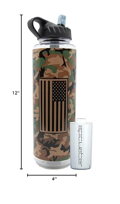 Epic Water Filters Nalgene OG Water Bottle with Filter, USA Made, BPA Free, Removes 99.99% Tap Water Contaminants, Forever Chemicals (Military Support, 48 Ounce)