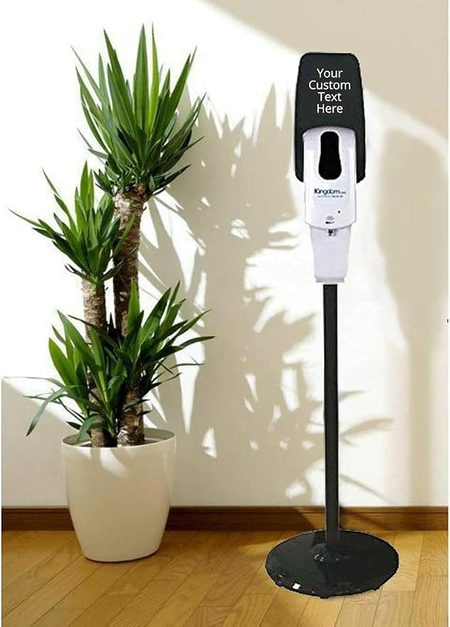 Kingdom Elite Series Automatic Touchless Hand Sanitizer Dispenser with Three Adjustable Dosage Settings Plus a Black Metal Stand for Your Liquid and Gel Hand Sanitizers (Personalized)