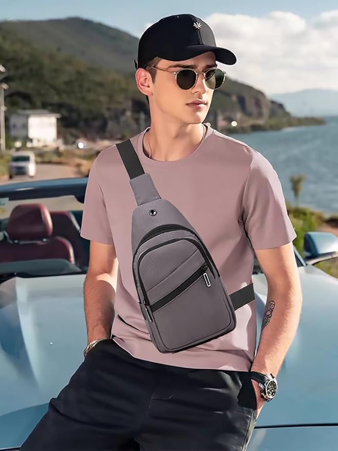 AOSTIHOT Crossbody Small Sling Backpack Sling Bag for Women, Chest Bag Daypack Crossbody for Travel Sport Running Hiking Grey