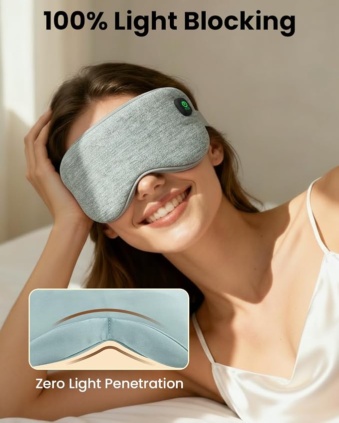 Cordless Heated Eye Mask with 1500mAh Large Battery, 4 Heat Levels & 100% Blackout for Dry Eyes Relief, Fast Heating Eye Heating Pad with 2 Washable Covers for Sleep, Travel, MGD, Blepharitis