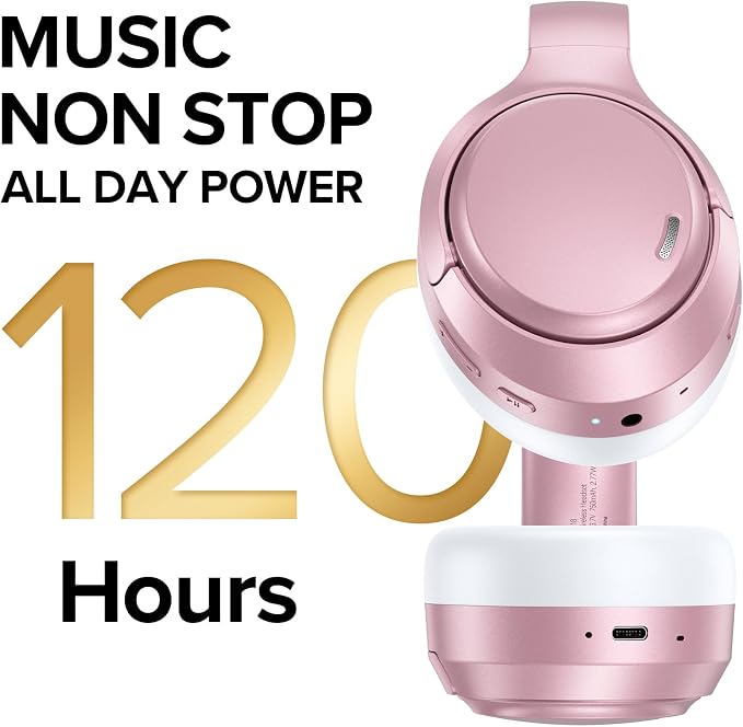Hybrid Active Noise Cancelling Headphones 120H Long Playtime, 6 ENC Mic, Wireless Over-Ear Bluetooth 6.0 Headphones, Hi-Res Audio, Memory Foam Earcup, Transparency Mode ANC Headphone for Travel Office
