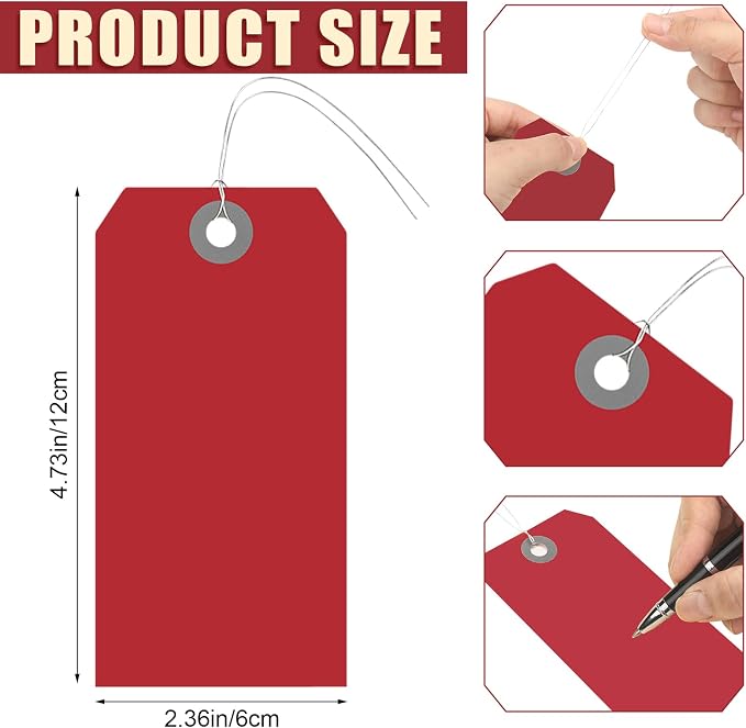 Sayglossy 1000 Pcs Blank Manila Shipping Tags with Wire 4 3/4" x 2 3/8" Multicolor Paper Hang Luggage Price Asset Gift Label Tags