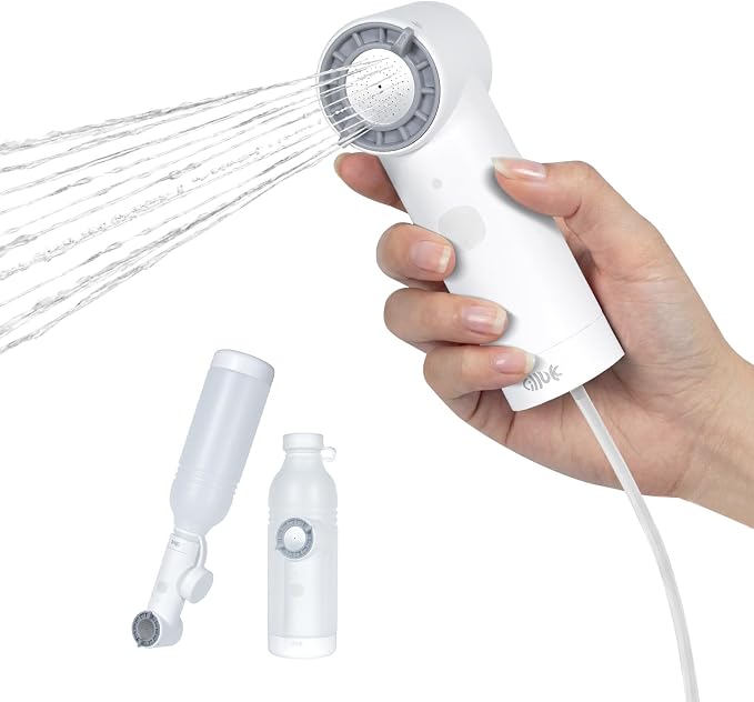 Portable Electric Bidet for Travel | Handheld Rechargeable Travel Bidet with 5 Spray Modes | Compact Personal Hygiene Solution for Camping, Hotel, Postpartum Care & Baby (White)