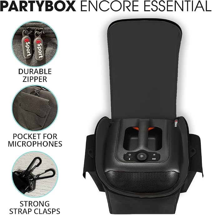 JBL PARTYBOX Encore Essential Portable Party Speaker Bundle with gSport Carry Bag (Black)