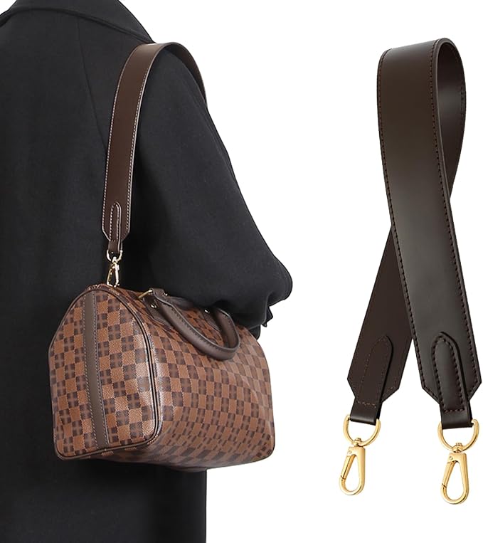 jiesinlov Vachetta Leather Straps Replacement Bag Shoulder Strap for Neverful Tote Handbag(W1.5in,L25.6in-Coffee)