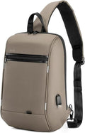 Kingsons 13" Anti-Theft Laptop Sling Backpack. Waterproof nylon, USB port. Ideal for travel, hiking, camping. (FG6301-Khaki)