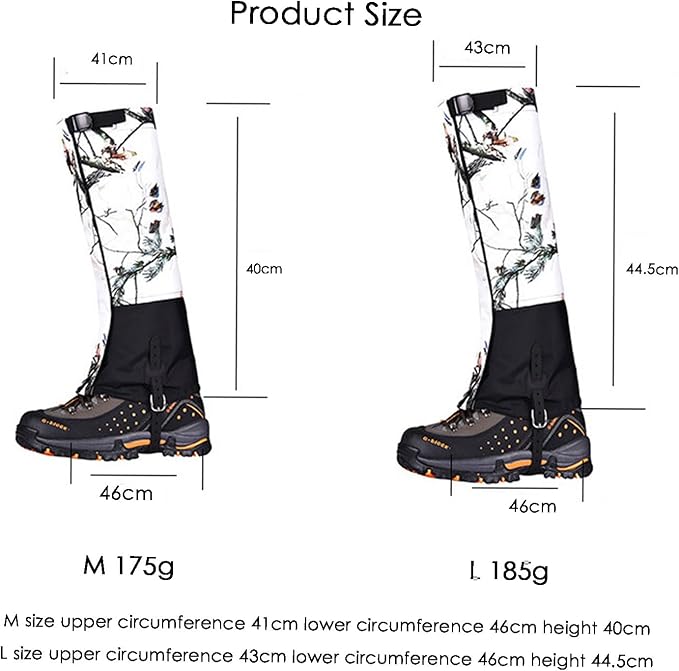 Hiking Gaiters, Outdoor High Gaiters, Ice Climbing and Skiing Gaiters, Snake Protection for Men and Women for Mountain Snow Hiking Skiing Walking Climbing Gardening