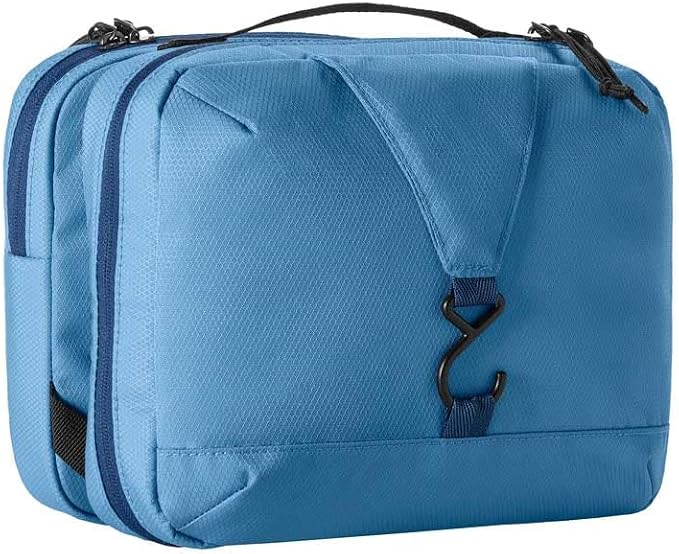 Eagle Creek Pack-It Trifold Toiletry Kit - Dopp Kit Toiletry Organizer with Padded Interior, Durable Hanging Hook & Large Compartments - Water Resistant & Washable - Blue Dawn