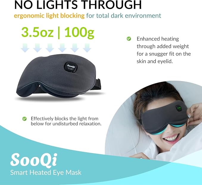 Heated Eye Mask, Cordless Warm Compress for Dry Eyes, Blepharitis & Eye Fatigue - Weighted Heating Pad with 3 Preset Heat Modes, Rechargeable, Auto Shut-Off, Washable Cover for Sleep & Travel